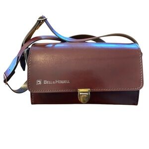 Vintage Burgundy Bell & Howell Leather Camera / Lens Case